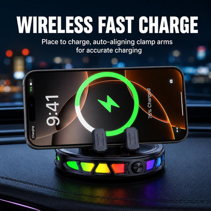 15W MagSafe Car Mount Charger with 7-Color RGB Light, Car Phone Holder for Your Car