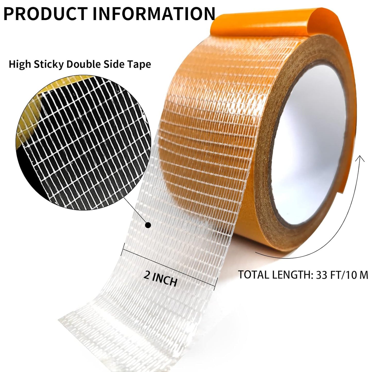 2PCS Extra Strong Double Sided Fabric Tape Heavy Duty 2inch x 33FT