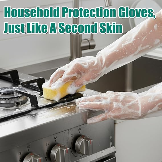 10 Pairs Disposable Long Arm Gloves with Elastic Cuff Household Cleaning