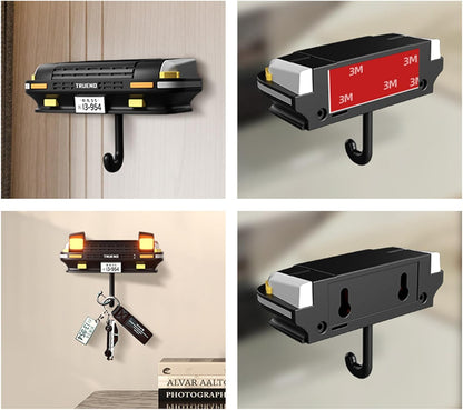 Retro Car Wall Key Holder - LED Pop-Up Headlight, Auto-Off Light, Car Enthusiast Organizer for Home & Garage