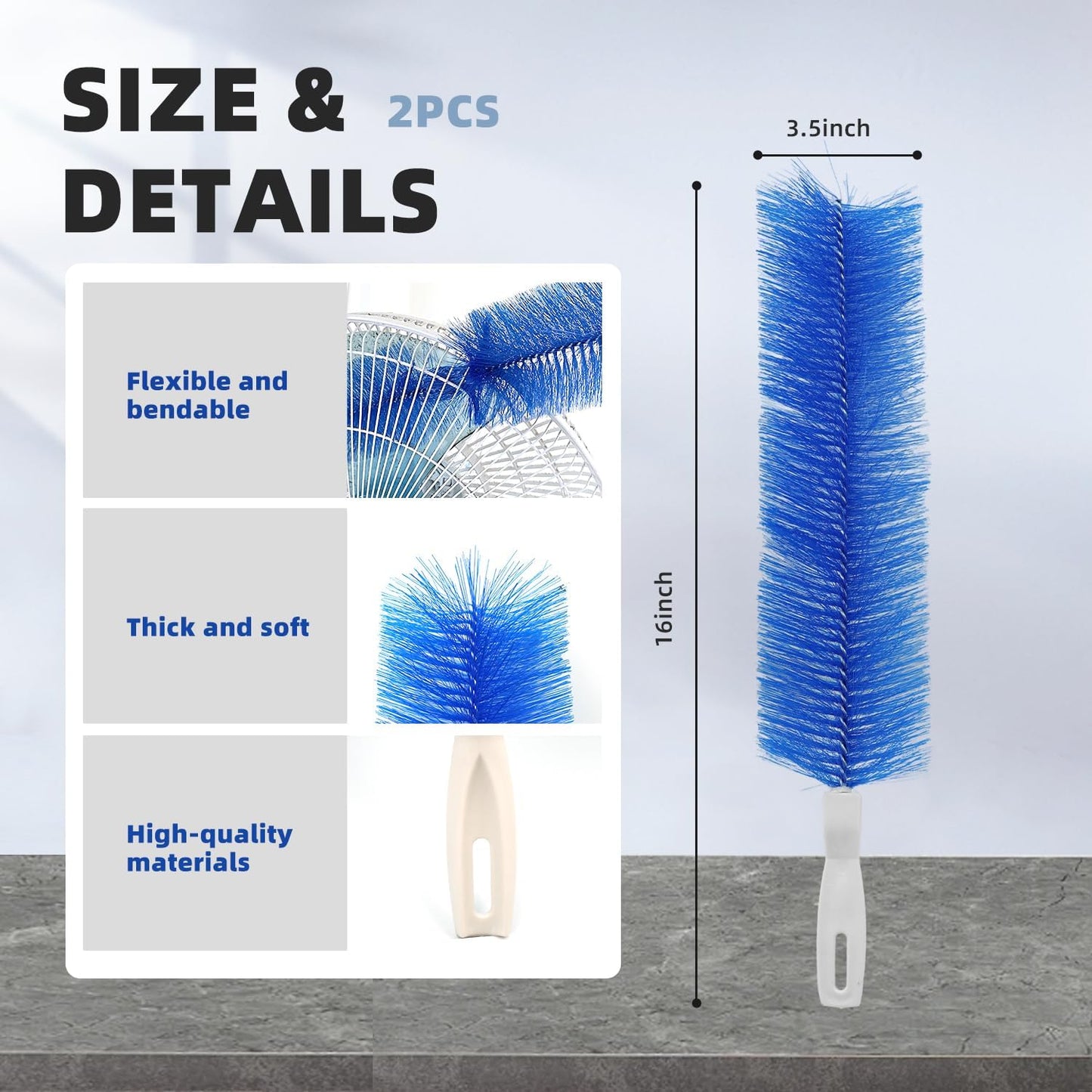 2 Pcs Fan Cleaning Brush Bendable Cobweb Duster