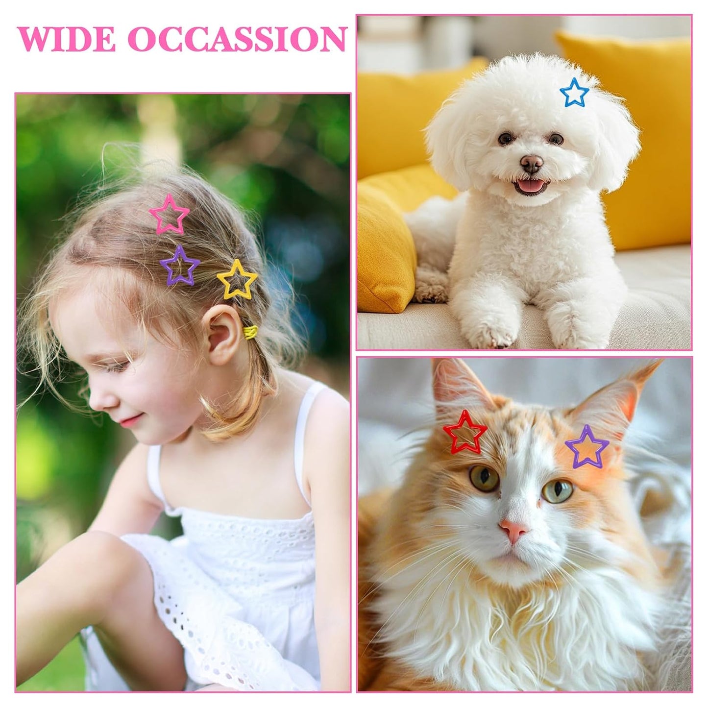 50PCS Star Hair Clips Colorful Metal Non Slip Snap Hair Clips And Barrettes Cute Small Star Clips