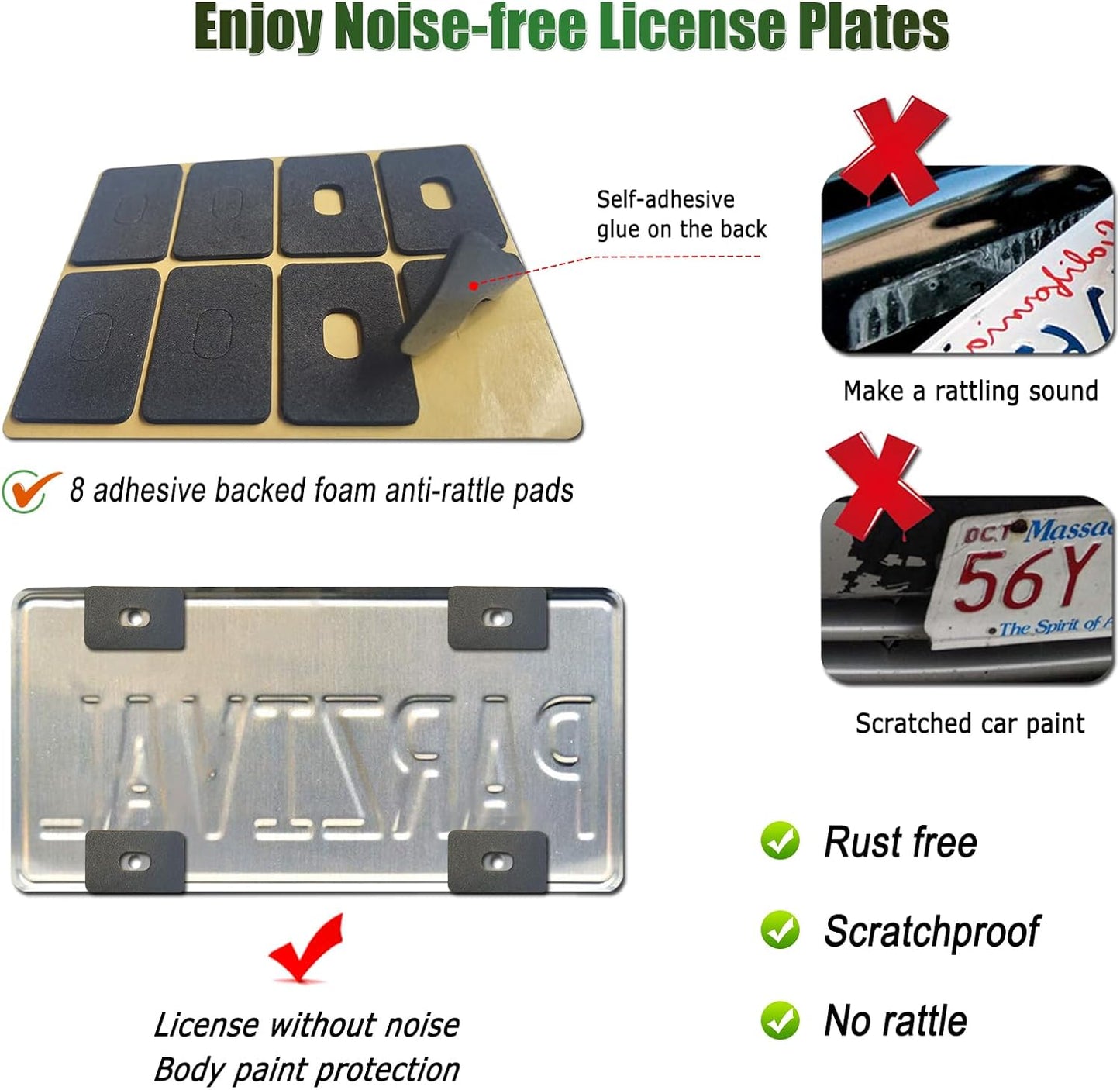 2 Pack Carbon Fiber License Plate Frames with Fasteners and Screws