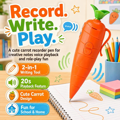 Carrot Recorder Pen, 2026 New Multi-Function Voice Recording Pen with Ballpoint Writing Tool