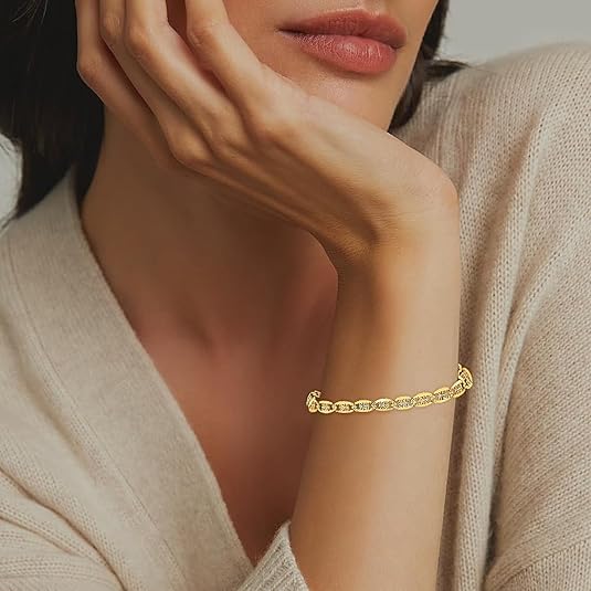 Women's Colorful Paperclip Chain Bracelet, featuring Zircon-Cut Craftsmanship and a Lobster Clasp