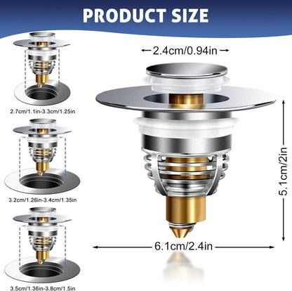 Sink Stopper, Bathroom Sink Drain Strainer with Hair Catcher