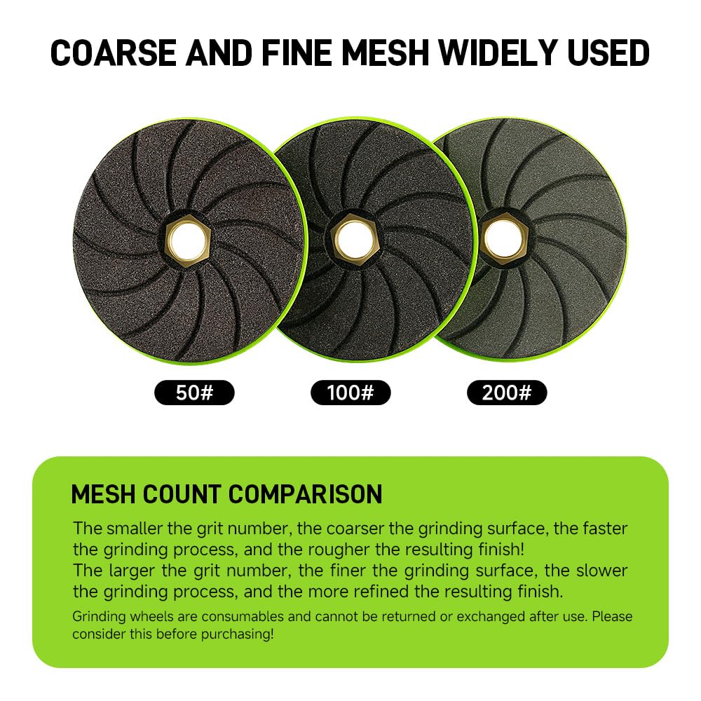 3Pcs 50/100/200# Diamond Polishing Pads, 4 Inch, for Tile, Marble and Granite, Chamfering