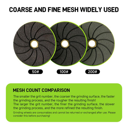 3Pcs 50/100/200# Diamond Polishing Pads, 4 Inch, for Tile, Marble and Granite, Chamfering