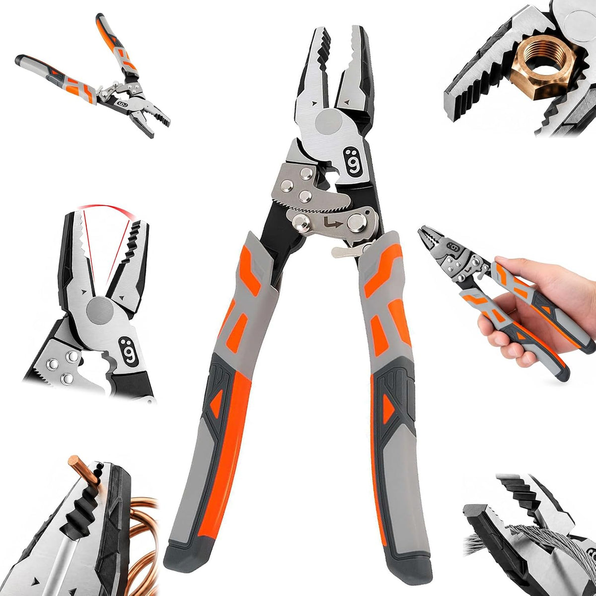 9″ Grip Pliers with Ratchet Self-Locking, 4-in-1 One Hand Tool