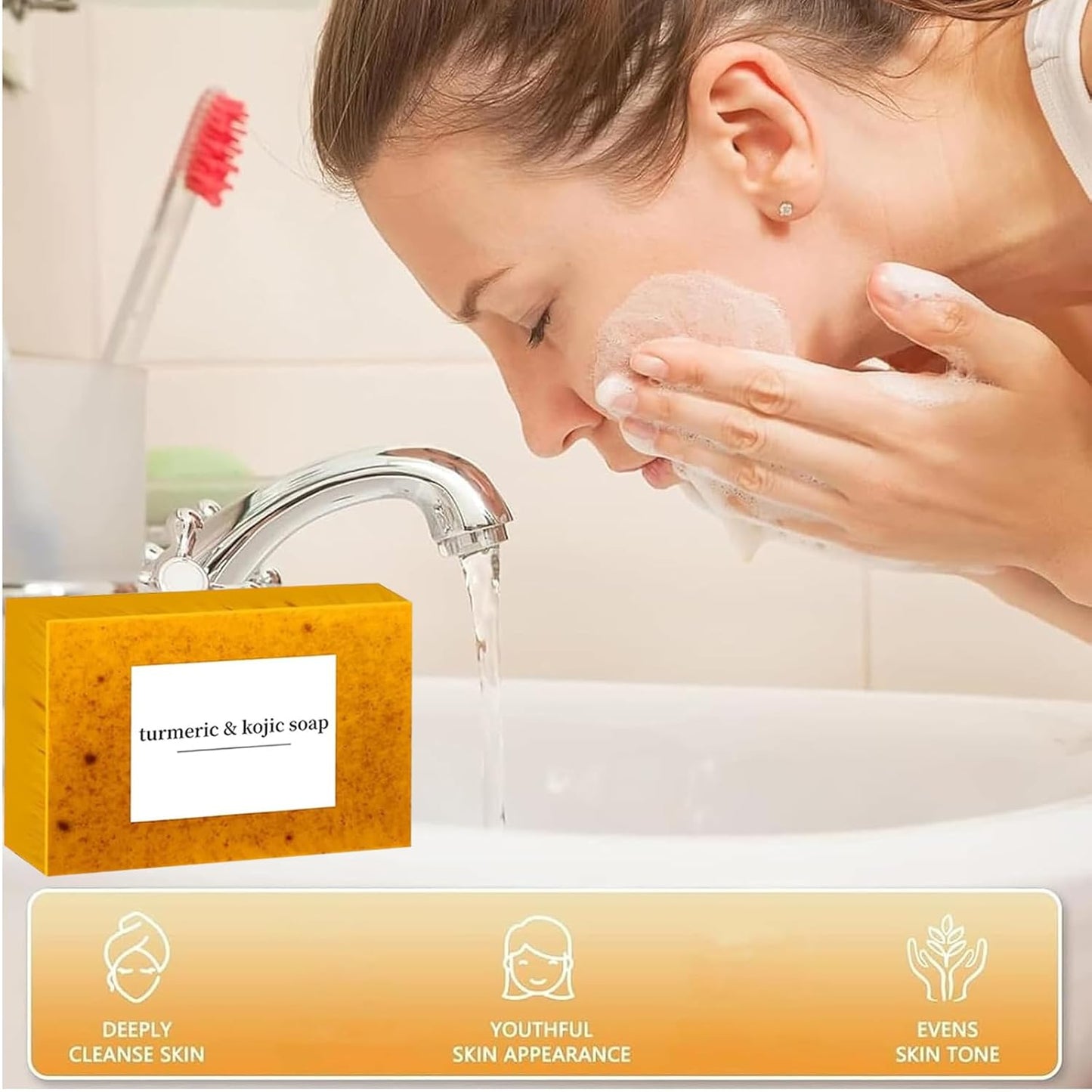 Kojic Acid & Turmeric Soap + All Natural Turmeric Skin Brightening Oil for Dark Spots - Cleanses Skin, Fights Acne, Evens Tone, Heals Scars