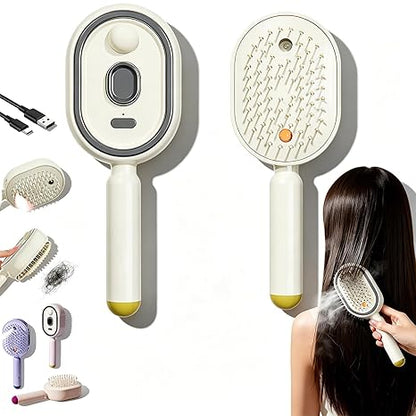 Electric Steam Brush for Hair, Portable Cordless Rechargeable Red Light Brushs with Detangling Comb