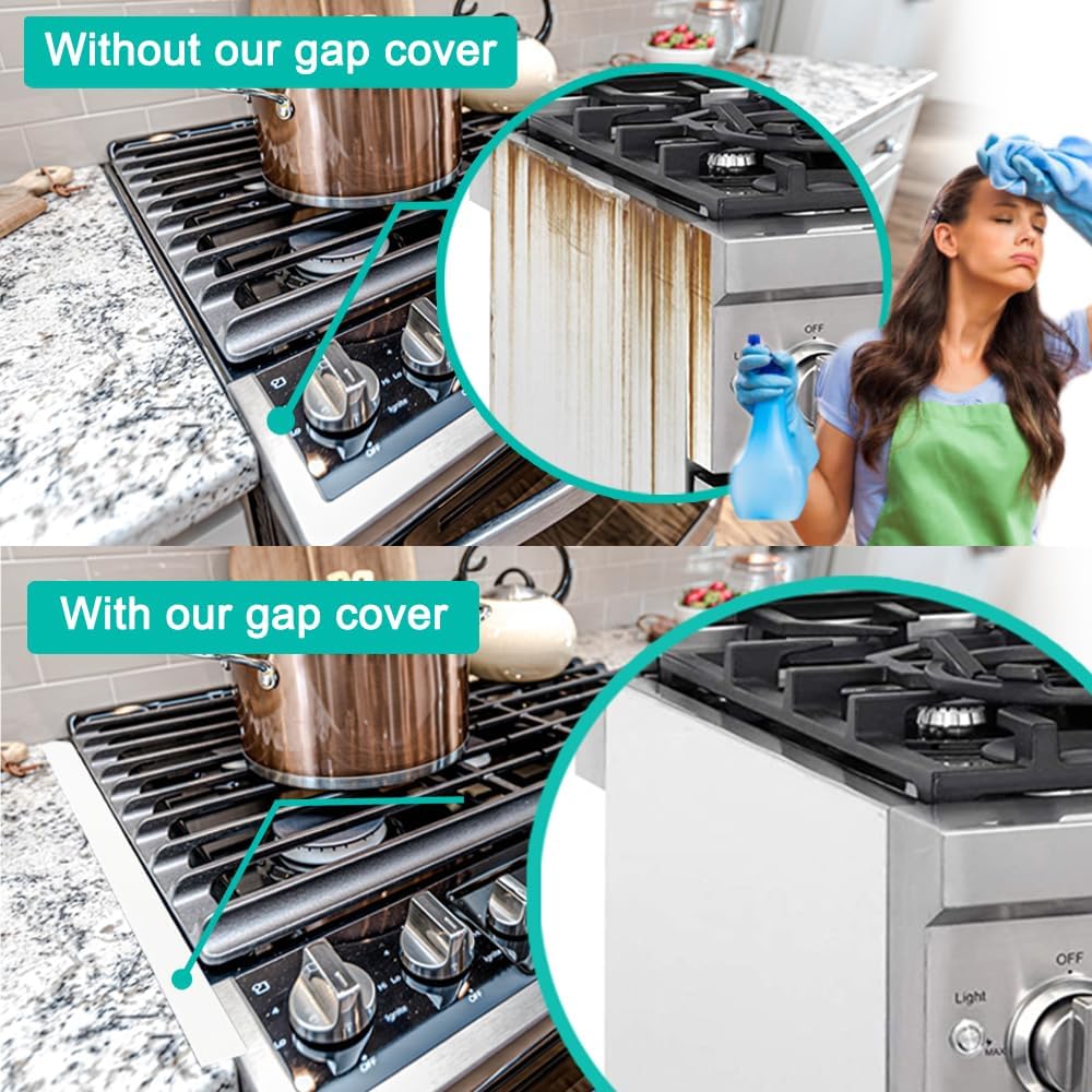 2 Pack Silicone Stove Gap Covers,Heat Resistant Oven Gap Filler Seals Gaps