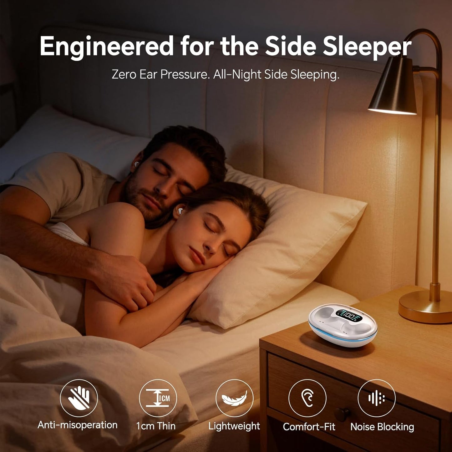 Bluetooth Invisible Sleep Earbuds Wireless Small Sleeping Headphones Noise Cancelling Flat Earphones
