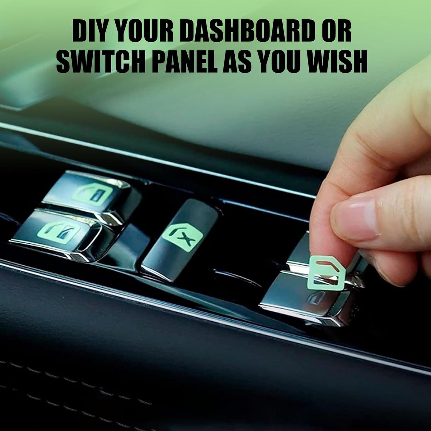 2 Sheets Control Switch Luminous Sticker for Car Outer Door Handle Button
