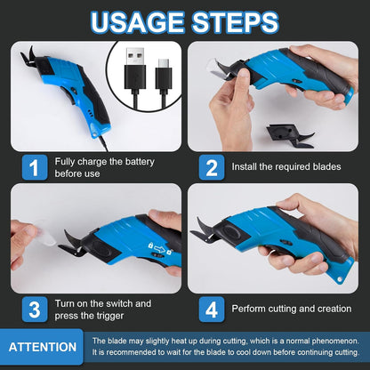 Cordless Electric Scissors, Rechargeable Power Fabric Cutter 10000RPM