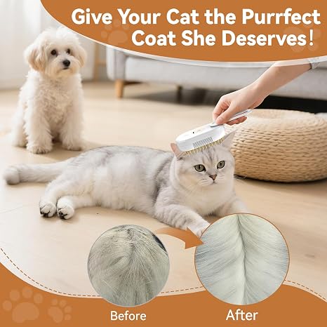 4 in 1 Rechargeable Pet Steam Brush for Shedding