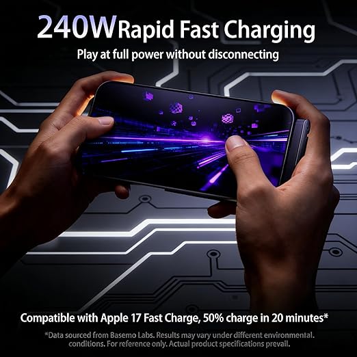 1.5M Sideways Phone Charger, 240W Fast Charging Cable, Invisible Stand Charging Cable