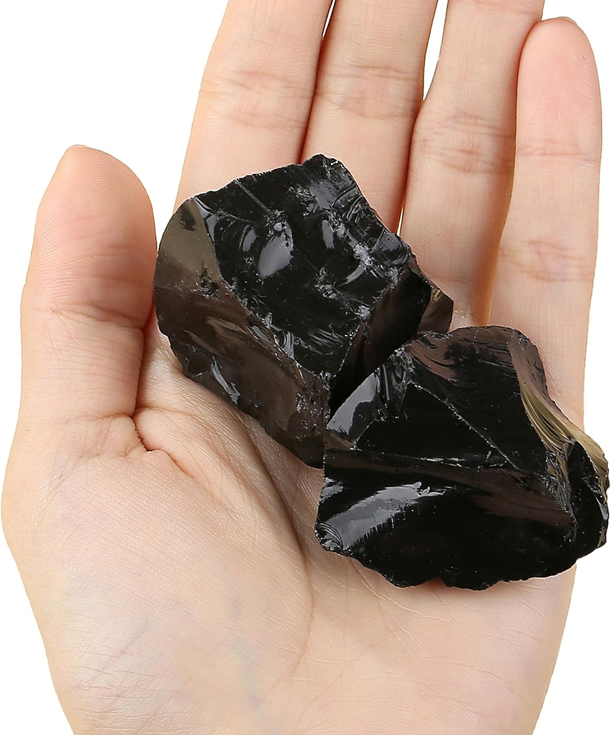 2PCS Obsidian Natural Healing Crystals Raw Rough Stones