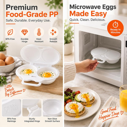 Dual Cavity Microwave Egg Poacher, New Microwave Egg Cooker for Home Kitchen Use