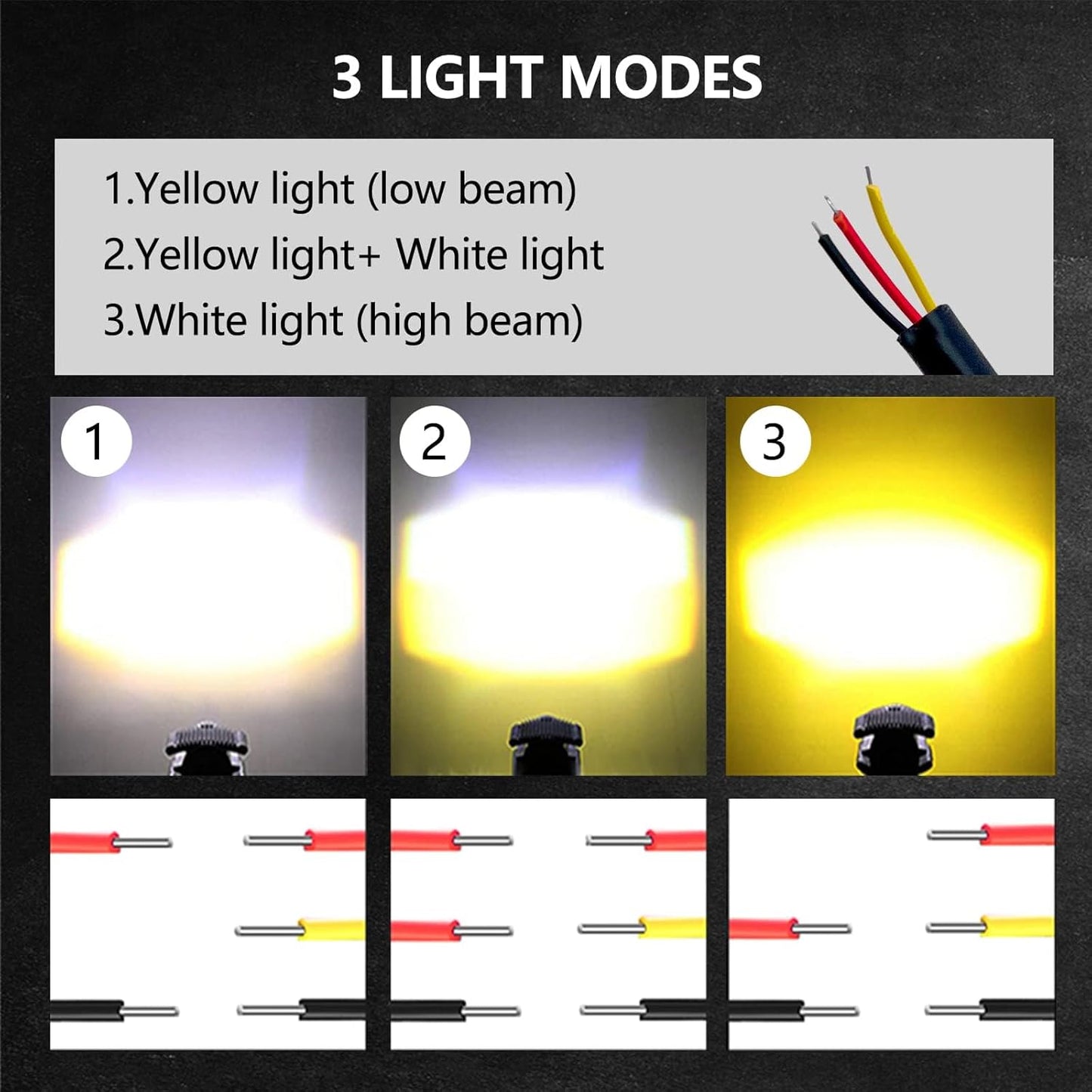 2PCS Led Driving Light for Motorcycle Universal Fit 30W, 6000 Lumens
