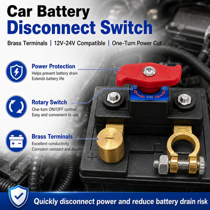 Car Battery Disconnect Switch - Universal Battery Disconnect Switch & Leak Protector