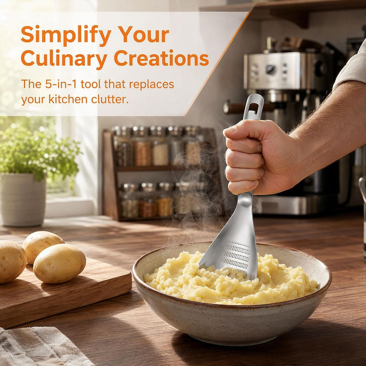 5 in 1 Egg Separator for Raw Eggs, Potato Masher Multifunction Cooking Spoon