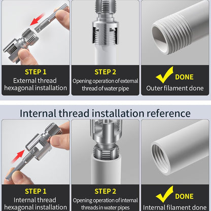 2PCS Internal & External Pipe Threading Tool 1/2'' & 3/4''