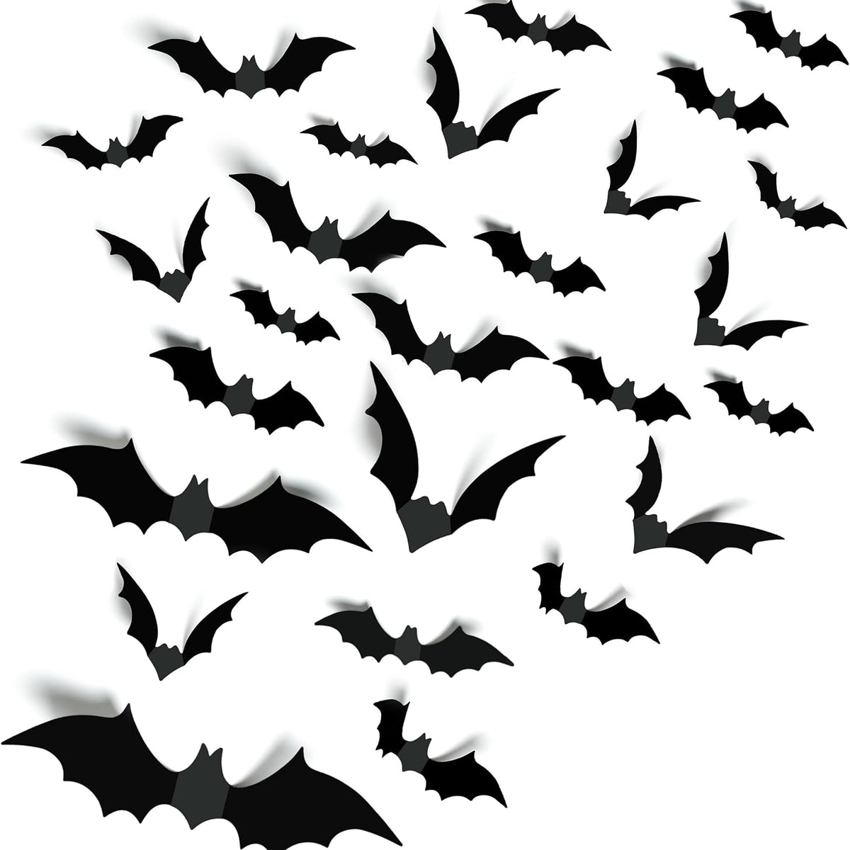 12Pcs Halloween Bats Wall Decor, Removable Lighted 3D Bats Wall Stickers Assorted Size