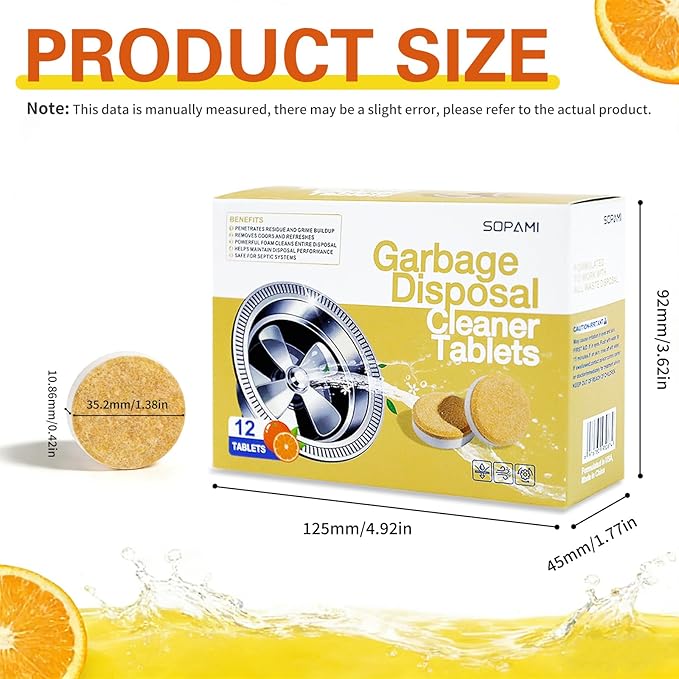 Garbage Disposal Cleaner Deodorizer Tablets 12 Pack Powerful XL Foaming Tablets with Fresh Citrus Scent