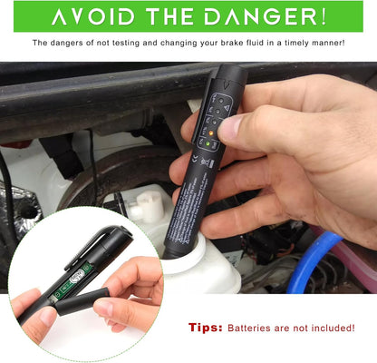 Brake Fluid Liquid Tester Pen, Vehicle High-Precision Hydraulic Liquid Oil Moisture Analyzer with 5 LED Indicators