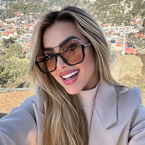 Retro Oversized Aviator Sunglasses for Women Men Square Double Bridge