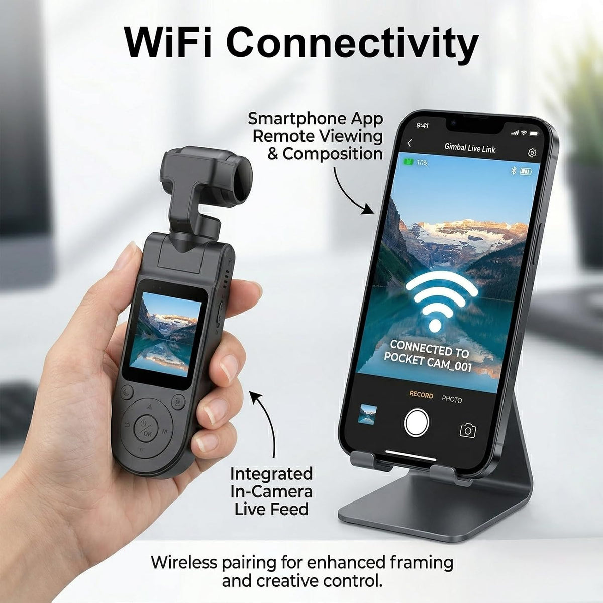 1080P Vlogging Camera, Portable Pocket Action Camera, WiFi Mini Body Cam