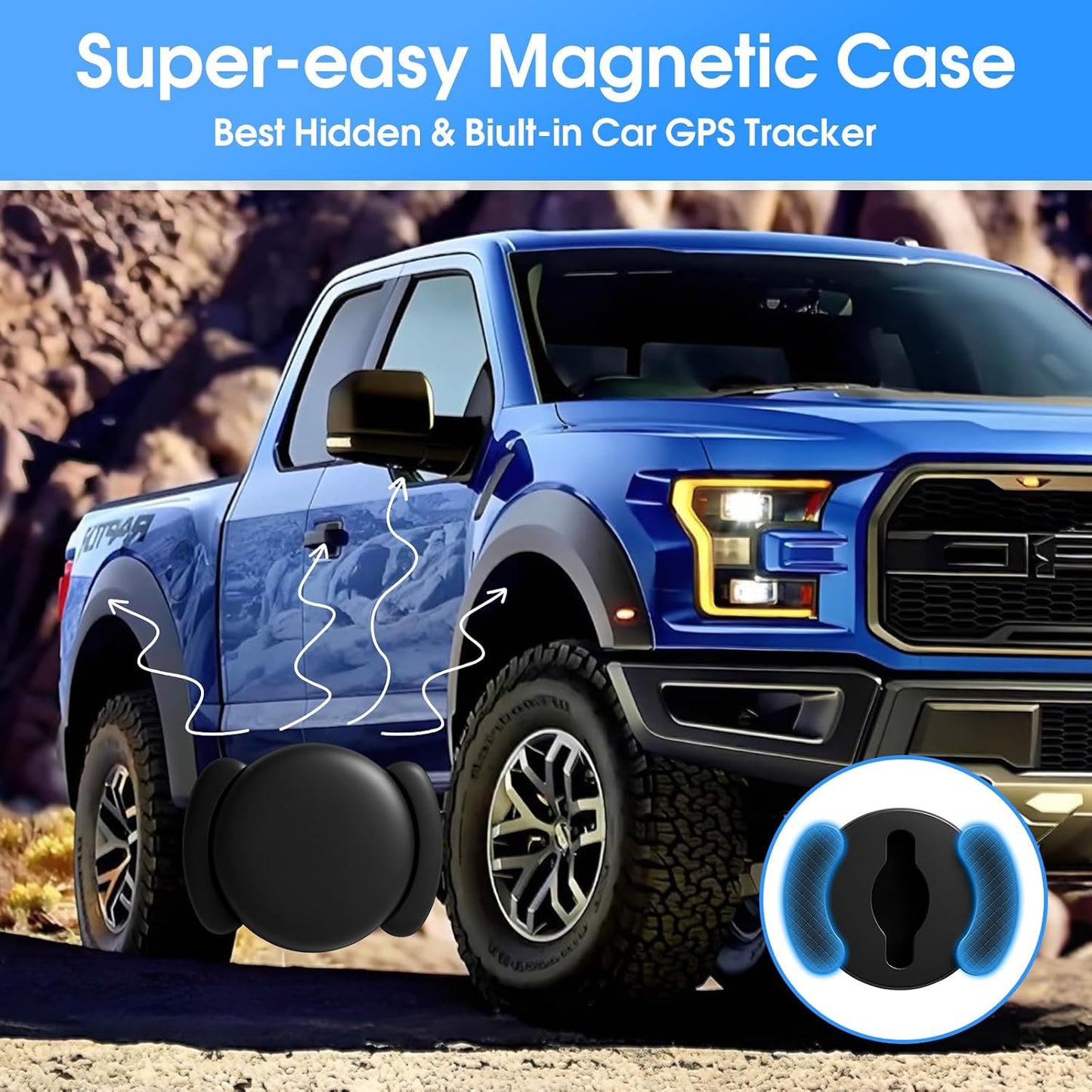 Mini GPS Tracker for Vehicles, Hidden Car Location Tracker w/Magnetic Case, Real Time Global Tracking