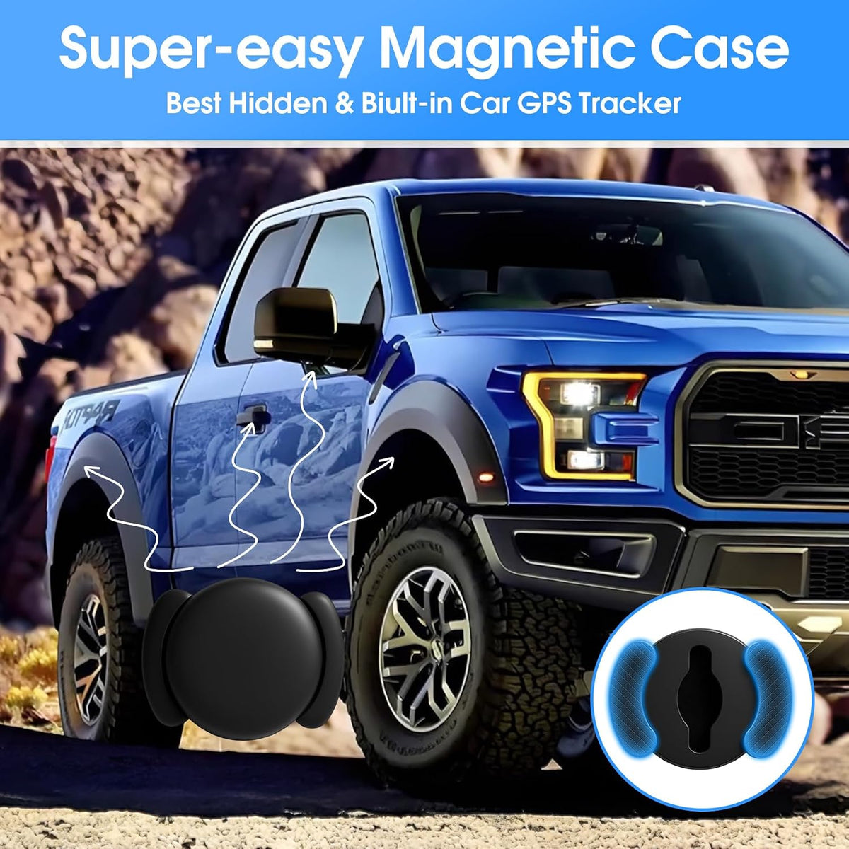 Mini GPS Tracker for Vehicles, Hidden Car Location Tracker w/Magnetic Case, Real Time Global Tracking