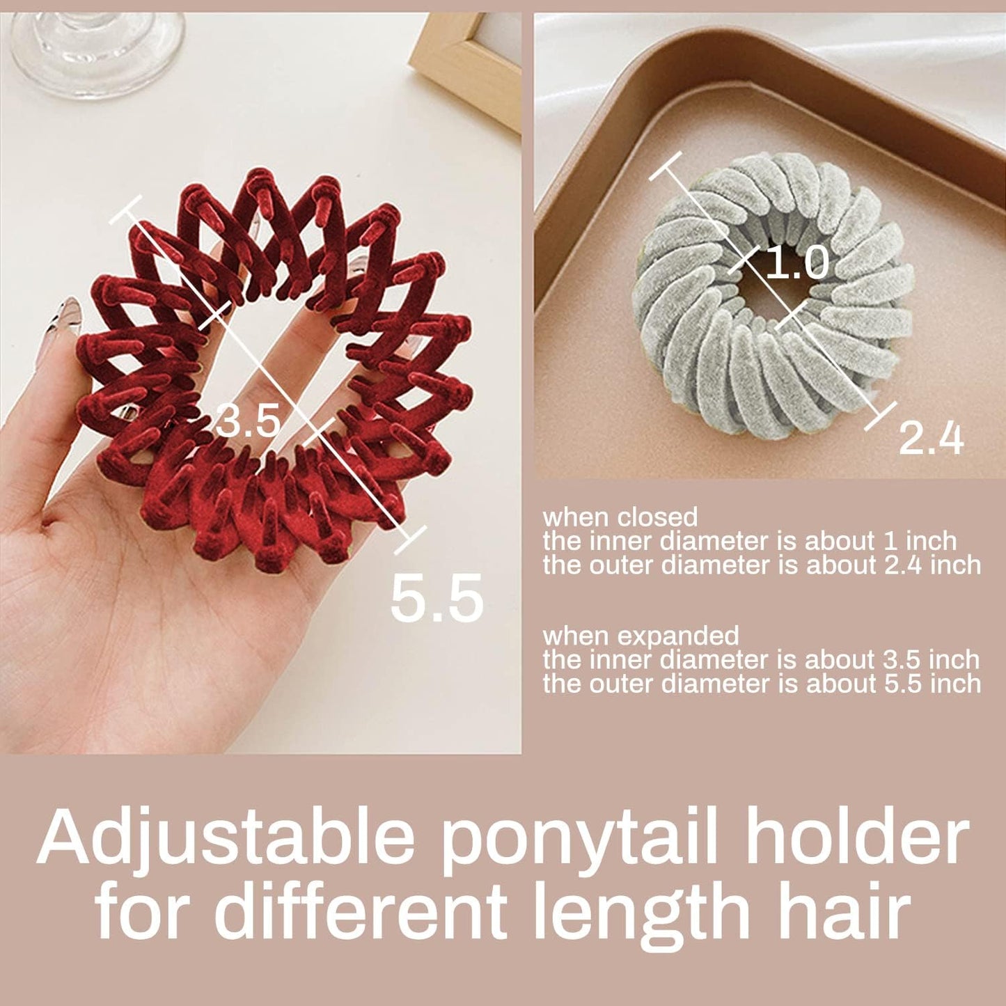 4Pcs Bird Nest Hair Claw Clips - Retractable Bun Maker Claw Clip
