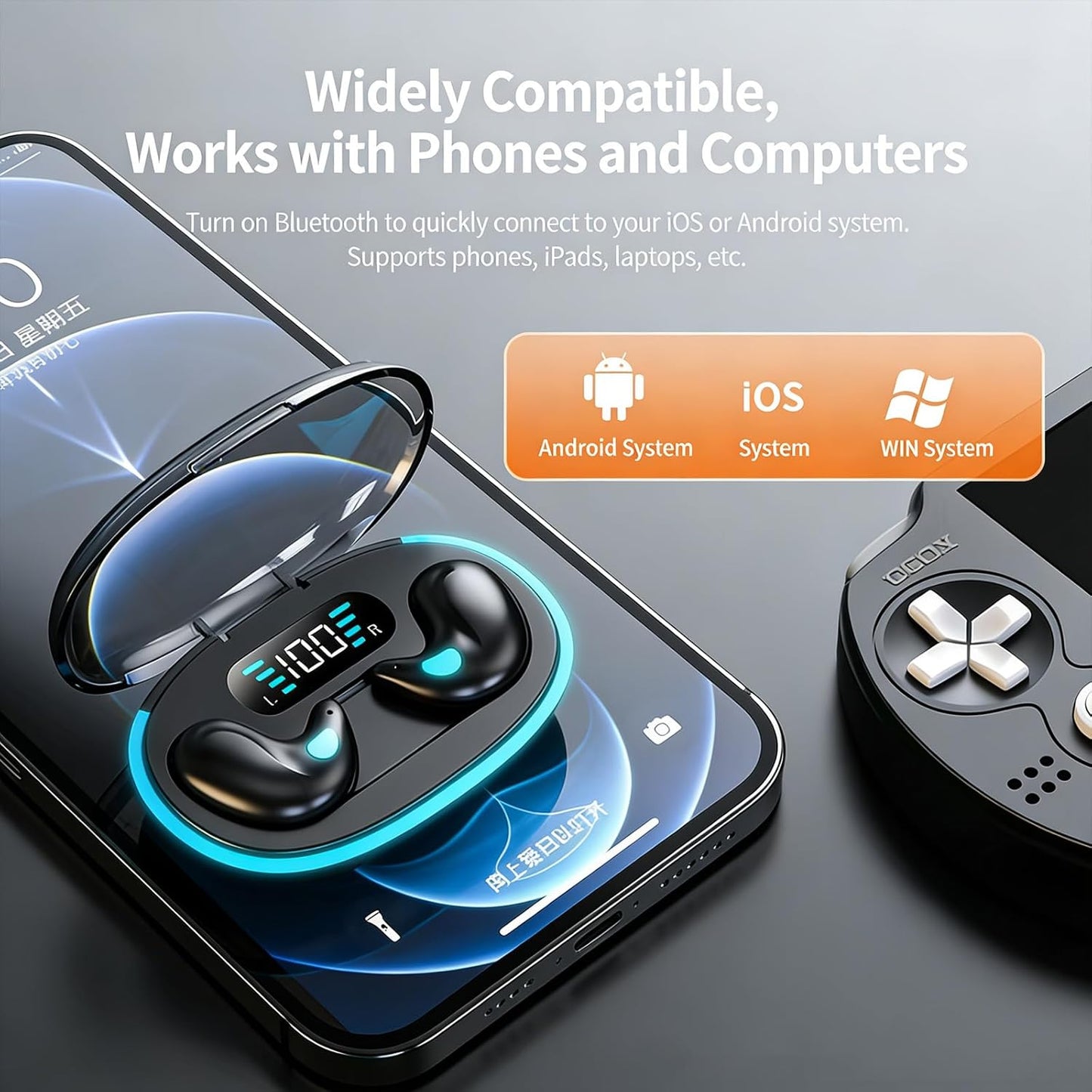 Bluetooth Invisible Sleep Earbuds Wireless Small Sleeping Headphones Noise Cancelling Flat Earphones