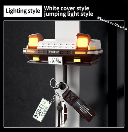 Retro Car Wall Key Holder - LED Pop-Up Headlight, Auto-Off Light, Car Enthusiast Organizer for Home & Garage