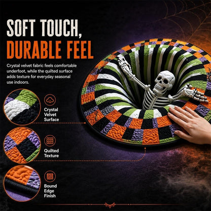 3D Halloween Rug, Novelty Ghost Skeleton 3D Optical Illusion Rugs