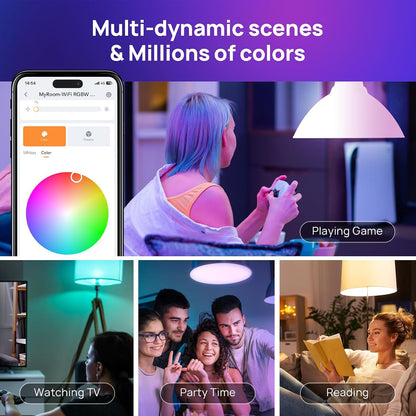 2PCS Smart Light Bulb, A19 Color Changing Light Bulb, 800 LM, E26 Base WiFi & Bluetooth