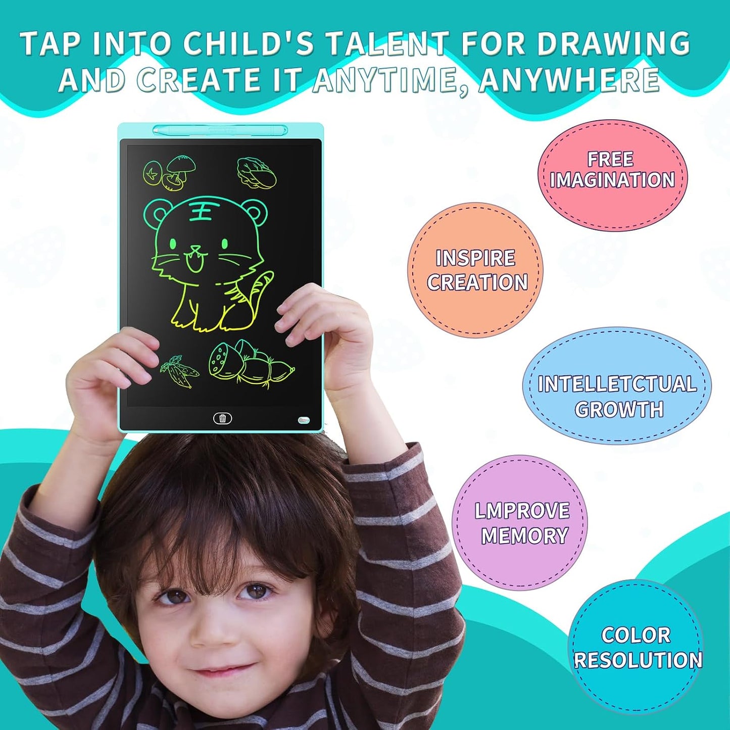 2Pcs LCD Writing Tablet 8.5-Inch Colorful Doodle Board