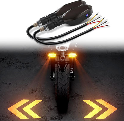 2PCS LED Motorcycle Turn Signals Projector Blinkers with Projection Arrow, Front Rear Turn Signal Lights for Motorcycles Indicators