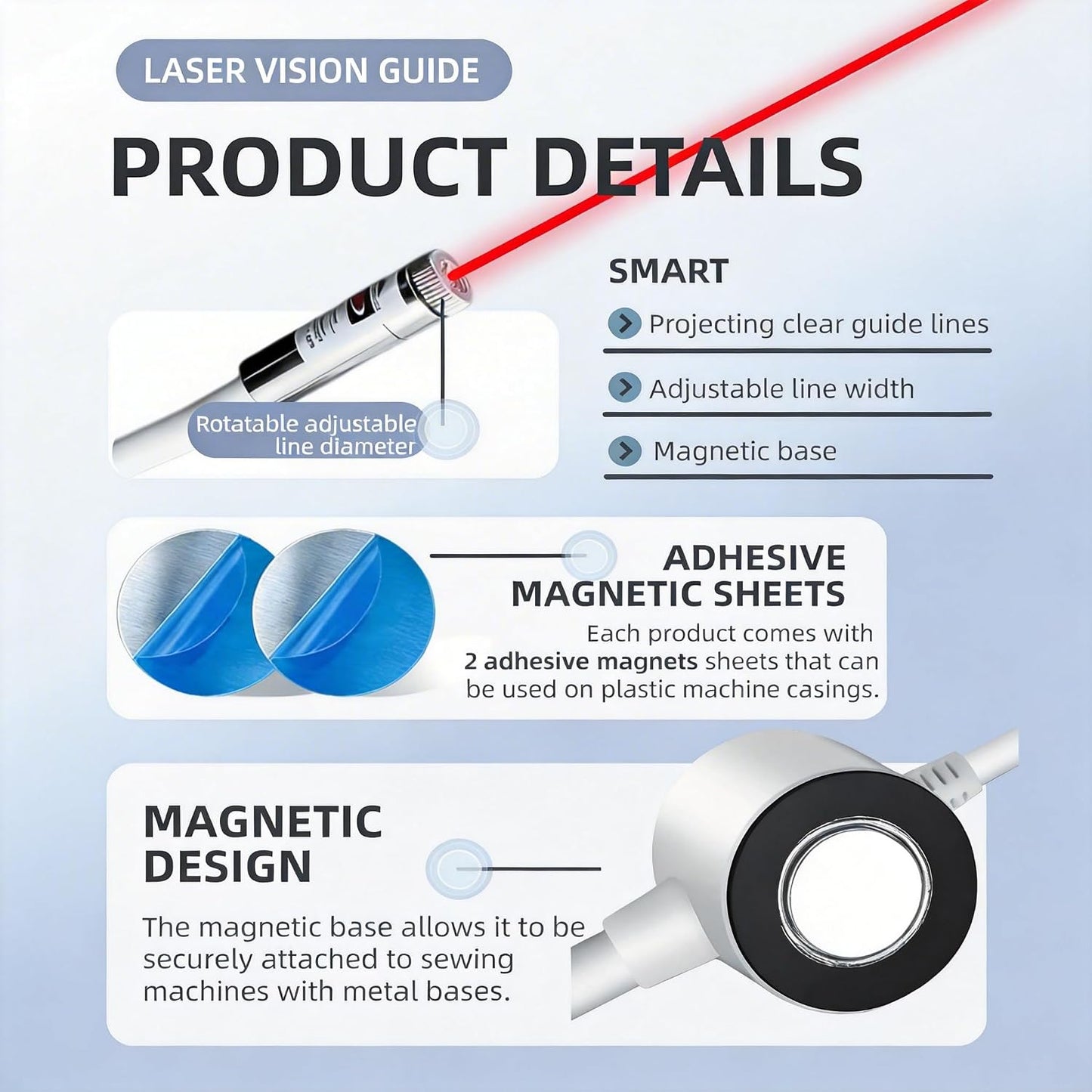 Magnetic Positioning Quilting Light for Sewing Machines