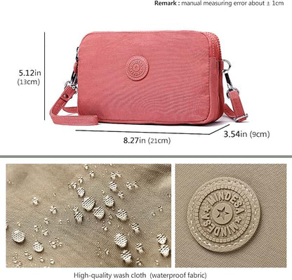 Small Casual Crossbody Bags Triple Zip Clutch Wallet Waterproof Lightweight