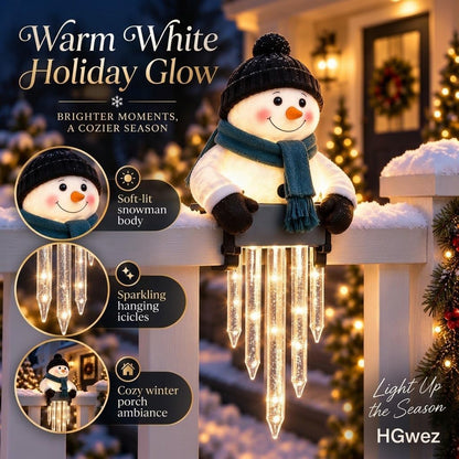 Snowman Icicle Light Decor, Outdoor Christmas LED Holiday Porch Lights