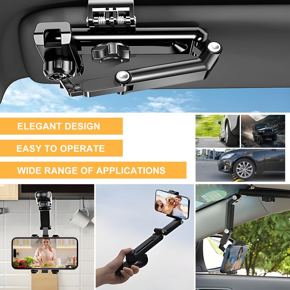 Rotatable and Retractable Car Phone Holder - 1080 Multifunction Sun Visor
