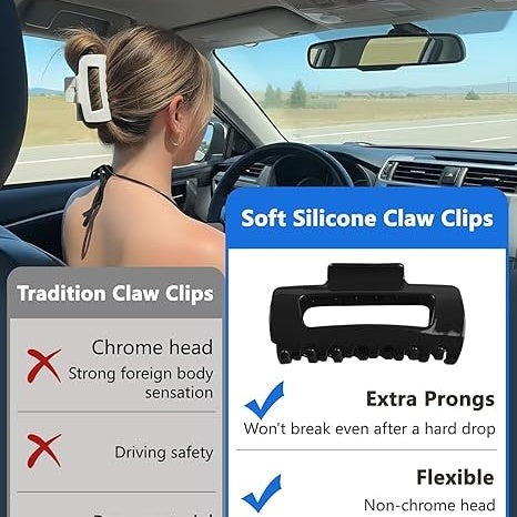 4Pcs Cloud Claw Clips for Women Rectangle Soft Silicone Hair Clip Soft Bump Proof Design
