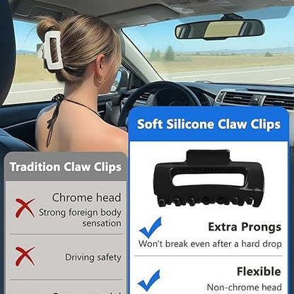 4Pcs Cloud Claw Clips for Women Rectangle Soft Silicone Hair Clip Soft Bump Proof Design