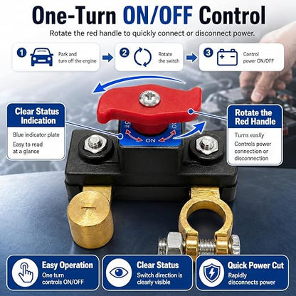 Car Battery Disconnect Switch - Universal Battery Disconnect Switch & Leak Protector