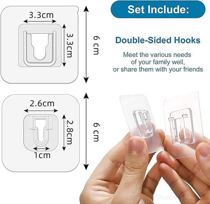 20 Pairs Double Sided Self Adhesive Wall Hooks, Punch Free Transparent Snap Button Set