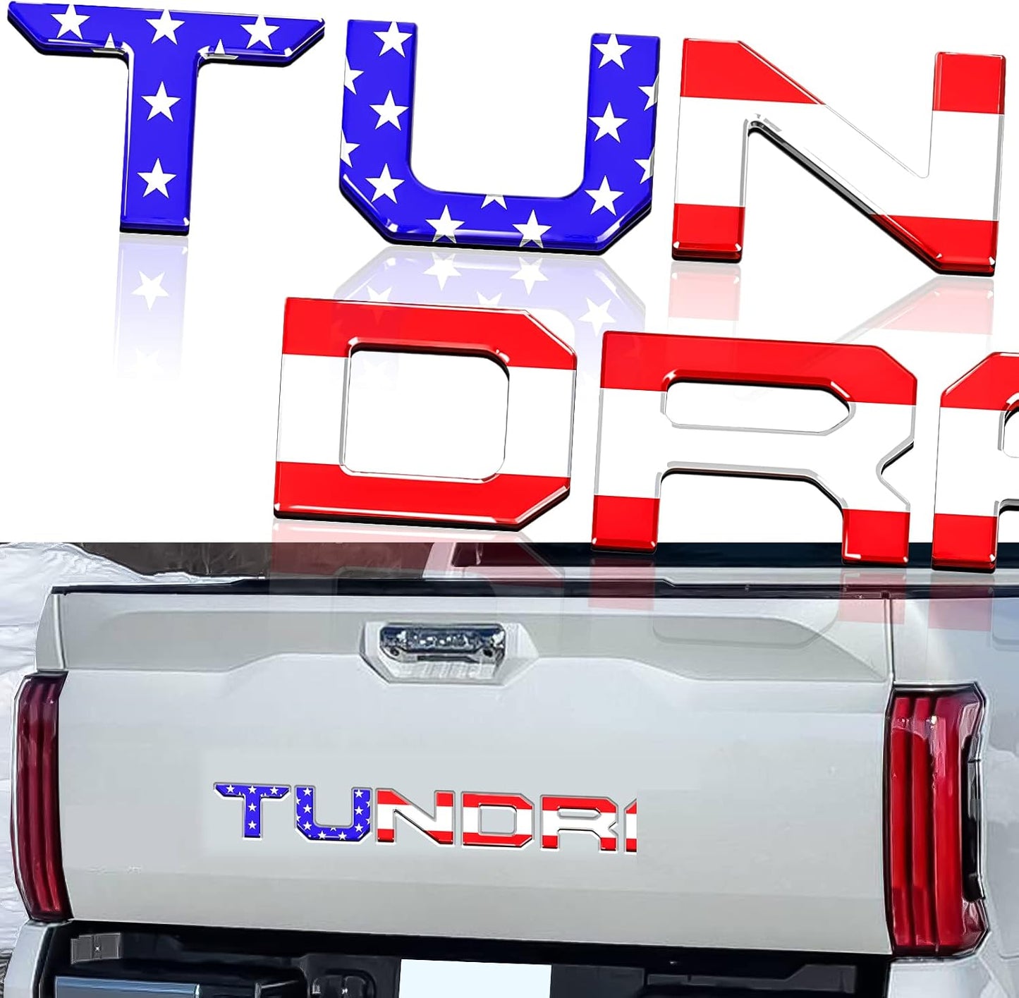 All-New Upgrade Tundr Truck Accessories Badge Tailgate Insert Letters 3D Raised Rear Emblems, ABS Plastic Inserts